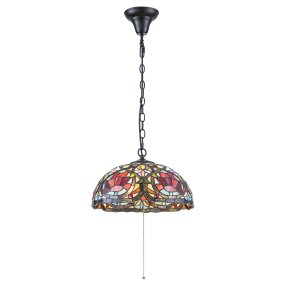 Larissa Ø38 Flerfarget Fra Elstead Lighting - Larissa er en dekorativ taklampe i klassisk Tiffany-stil, laget av st&aring;l med en vakker vintage bronsefinish.