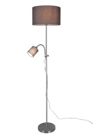 Owen Grå gulvlampe Fra Trio Lighting - Owen gulvlampe kombinerer praktisk funksjonalitet med klassisk design, noe som gjør den til et allsidig tillegg til ethvert rom.