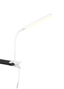Nevada Hvit klemmelampe Fra Trio Lighting - Takket være den praktiske klemmemekanismen kan den enkelt festes til hyller, skrivebord eller andre overflater og plasseres akkurat der du trenger lys.