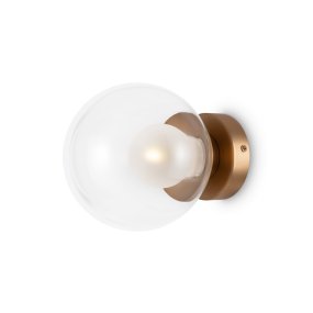 Basic form Ø15 Gull vegglampe Fra Maytoni - Med en rund, klar glasskuppel og en gylden sokkel gir lampen et mykt og varmt lys som skaper en innbydende atmosfære.