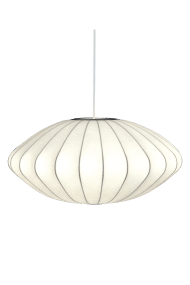 Josefine Ø65 Hvit Fra Aneta Lighting - Den gener&oslash;se skjermen er laget av kunstig silke, noe som gir lampen en vakker tekstur og et mykt lys n&aring;r den er tent.