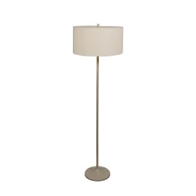 Soft Hvit/sand Fra Belid - Soft gulvlampe er en stilig og harmonisk lampe med en skjerm i hvit, europeisk dyrket lin og en nettingstang i sandfarget metall.