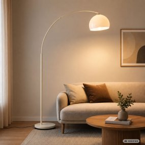 Vessa Beige gulvlampe Fra Brilliant - Det elegante designet er kombinert med en stabil rund base og passer fint inn i b&aring;de moderne og klassiske stuer.