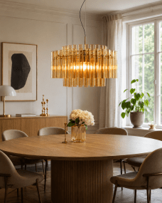 Lancaster Ø54 Messing/rav Taklampe Fra Lampan - Designet med sine rette linjer og varme skjermer gj&oslash;r lampen perfekt i b&aring;de moderne og klassiske milj&oslash;er.