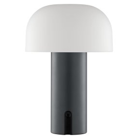 Mattis 20cm Grå Fra Brilliant - Mattis er en stilig og b&aelig;rbar bordlampe som kombinerer moderne design med praktisk funksjon.
