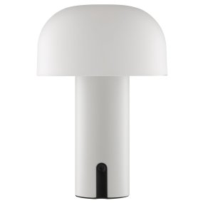 Mattis 20cm Kremhvit Fra Brilliant - Mattis er en stilig og b&aelig;rbar bordlampe som kombinerer moderne design med praktisk funksjon.