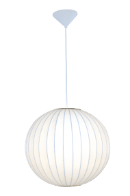 Kanoa Ø40 Hvit Fra Aneta Lighting - N&aring;r lampen er p&aring;, sprer et behagelig lys seg gjennom stoffet og bidrar til en varm og koselig f&oslash;lelse i rommet.