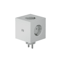 Square 2 Socket extender with 30W Dual USBC Grå Fra Avolt - Stikkontaktforlenger fra Avolt med stilig design med en kube laget av resirkulert plast og en magnetisk plate i bunnen slik at den kan henges på veggen.
