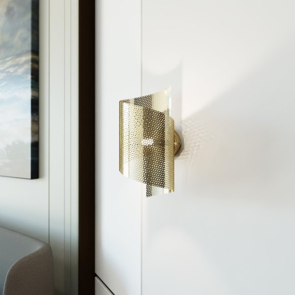 Spiral 30cm Gull vegglampe Fra Emibig Lighting - Spiral &ndash; Laget av metallnetting som gir den et ukonvensjonelt og stilig inntrykk.
