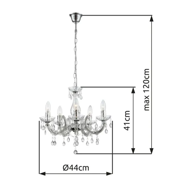 Cuimbra Ø45 Krom krystall Fra Globo Lighting - Med sina krompl&auml;terade detaljer och klarglas skapar den en lyxig glans och en stilfull atmosf&auml;r.