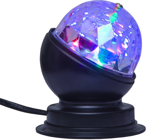 Disco Svart barnelampe Fra Star Trading - Lampen roterer og produserer lyseffekter i RGB-farge.