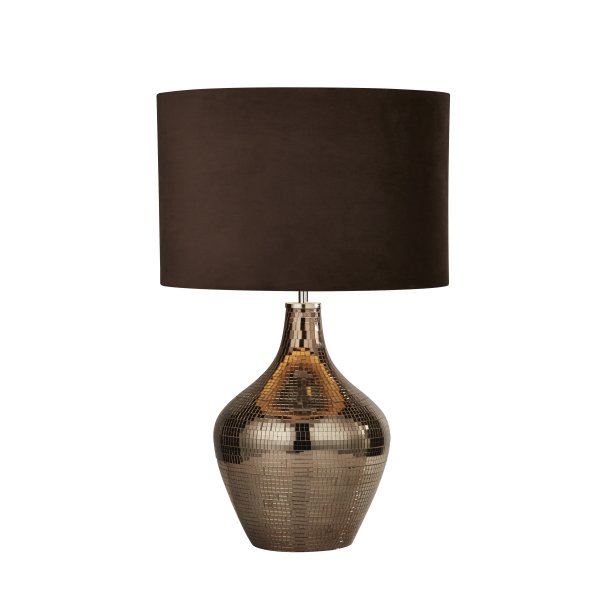 Disco 54cm Brun bordlampe Fra Searchlight - Lampen skaper en varm og innbydende atmosf&aelig;re samtidig som den er en dekorativ detalj som trekker blikket.