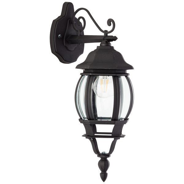 Istria Svart utendørslampe Fra Brilliant - Den klassiske utendørs vegglampen Istria gir både dekorativt lys og økt sikkerhet ved inngangen eller langs fasaden.