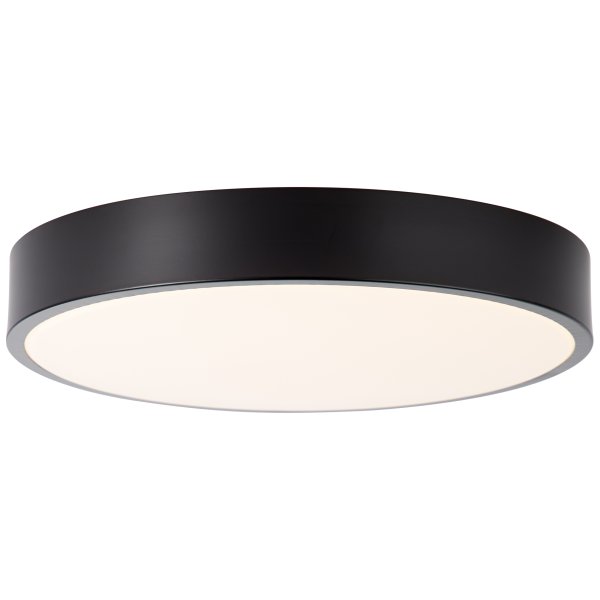 Slimline Ø33 Svart plafond Fra Brilliant - Til tross for st&oslash;rrelsen har den en sterk lysstyrke p&aring;&aring; 2400 lumen og en varmhvit lysfarge til 3000 Kelvin, som skaper en hyggelig atmosf&aelig;re.