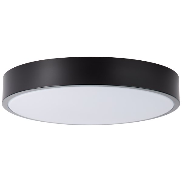 Slimline Ø33 Svart plafond Fra Brilliant - Til tross for st&oslash;rrelsen har den en sterk lysstyrke p&aring;&aring; 2400 lumen og en varmhvit lysfarge til 3000 Kelvin, som skaper en hyggelig atmosf&aelig;re.
