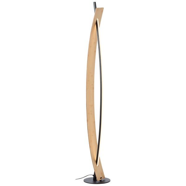 Visby Natur gulvlampe Fra Brilliant - Den staselige lampen p&aring; 120 cm er laget av metall og bambus, noe som gir den b&aring;de holdbarhet og en varm, innbydende estetikk.