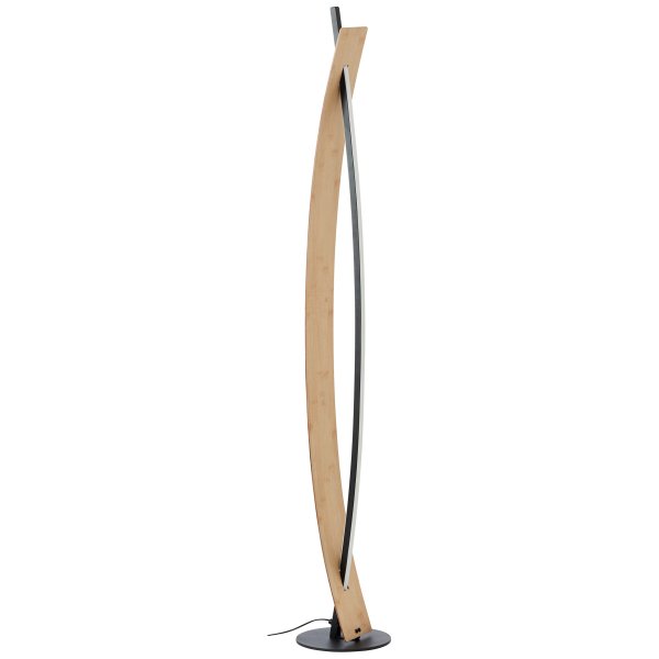 Visby Natur gulvlampe Fra Brilliant - Den staselige lampen p&aring; 120 cm er laget av metall og bambus, noe som gir den b&aring;de holdbarhet og en varm, innbydende estetikk.