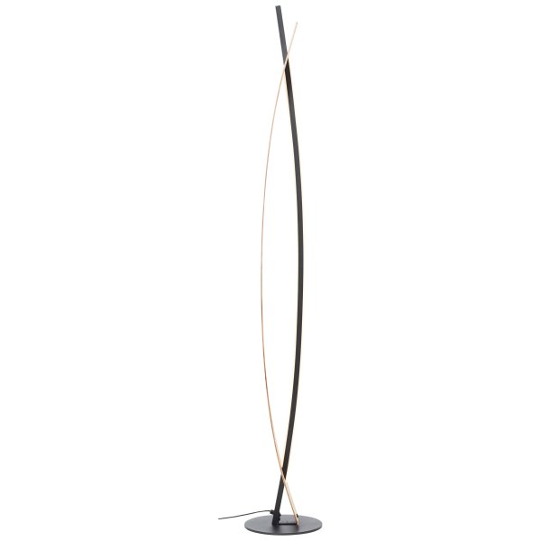 Visby Natur gulvlampe Fra Brilliant - Den staselige lampen p&aring; 120 cm er laget av metall og bambus, noe som gir den b&aring;de holdbarhet og en varm, innbydende estetikk.
