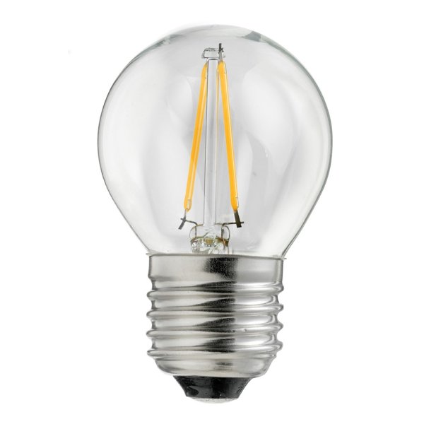 LED E27 kulepære 0,8W 2700K Gjennomsiktig Fra Unison - Den klassiske designen passer i b&aring;de moderne og tradisjonelle interi&oslash;rer og gir hjemmet en tidl&oslash;s eleganse.