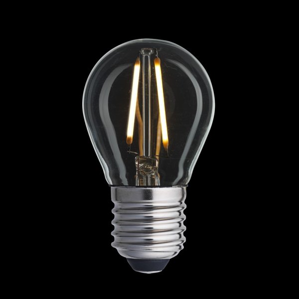 LED E27 kulepære 0,8W 2700K Gjennomsiktig Fra Unison - Den klassiske designen passer i b&aring;de moderne og tradisjonelle interi&oslash;rer og gir hjemmet en tidl&oslash;s eleganse.