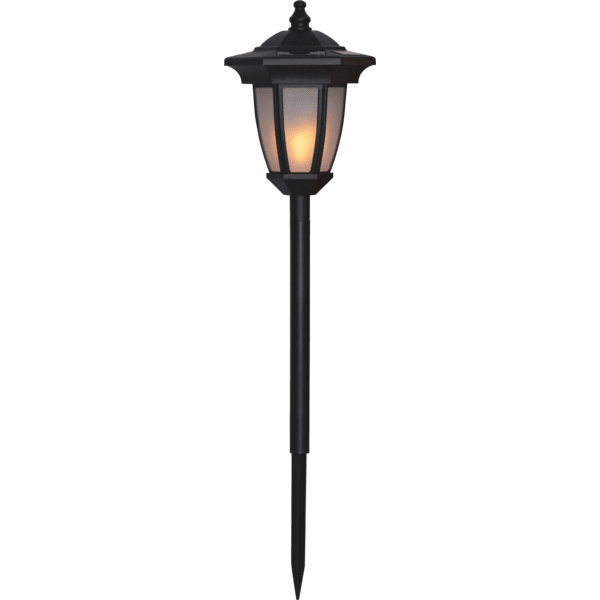 Flame Svart solcellelampe Fra Star Trading - 35cm, som gulvdekor eller stilys med 1 midtdel høyde 49cm med 2 midtdeler høyde 63cm.