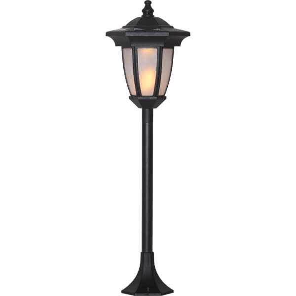 Flame Svart solcellelampe Fra Star Trading - 35cm, som gulvdekor eller stilys med 1 midtdel høyde 49cm med 2 midtdeler høyde 63cm.