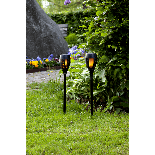 Flame 2-p Svart solcellelampe Fra Star Trading - 