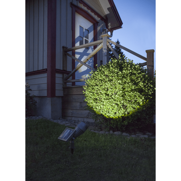 Powerspot Svart solcellelampe Fra Star Trading - Solcellespotlight som lyser med 60 lumen konstant i ca.