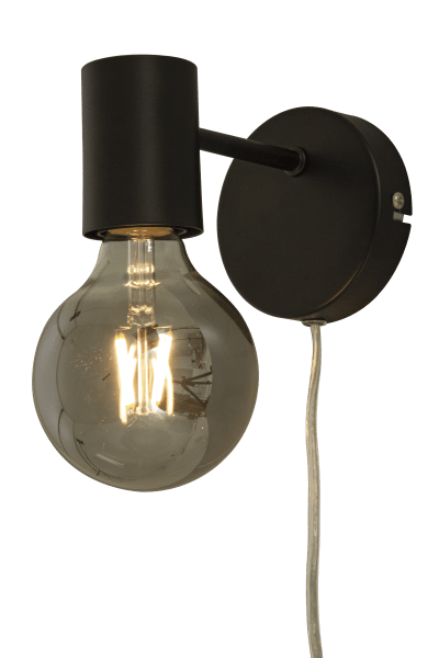 Strict 13cm Svart vegglampe Fra Aneta Lighting - Streng vegglampe i sortlakkert metall har et stilig design som enkelt kan varieres avhengig av; valg av lyspære.
