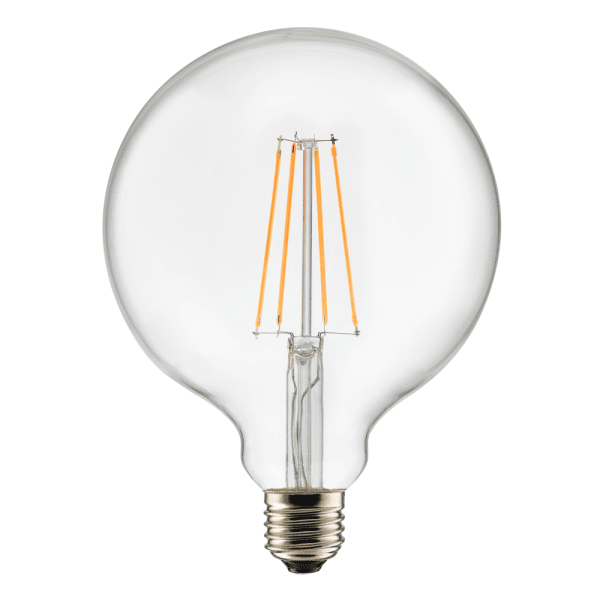 E27 7W 2200K 3-trinns dimbar Gjennomsiktig Fra Unison - Globe 125mm klar E27 lyskilde med en effekt p&aring; 7W og et varmt lys p&aring; 2200K er perfekt for &aring; skape en atmosf&aelig;risk og hyggelig atmosf&aelig;re.