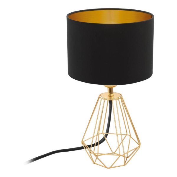 Carlton 30cm Messing bordlampe Fra Eglo - Innsiden av lampeskjermen er gull, noe som skaper et varmt og innbydende lys n&aring;r lampen er tent.