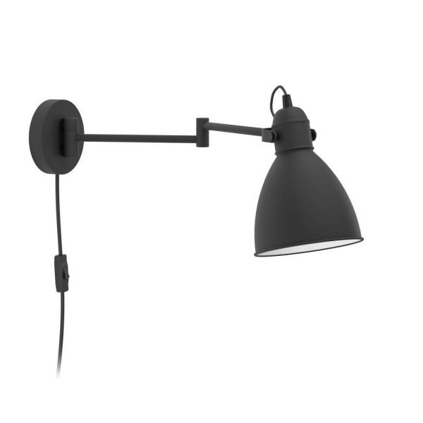 San Peri Ø15 Svart vegglampe Fra Eglo - Enkel å montere og utstyrt med en praktisk strømbryter på; ledning, dette er en allsidig og stilig belysningsløsning for hjemmet ditt.