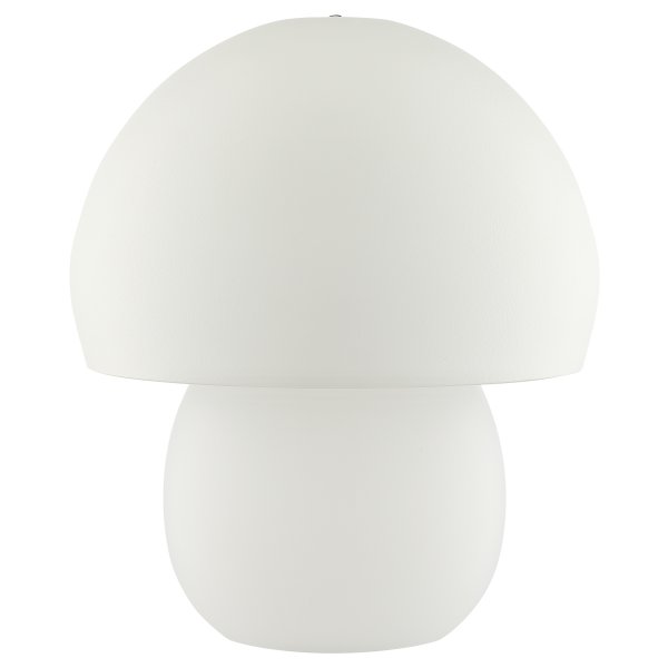 Dupis 24cm Hvit bærbar Fra Brilliant - Dupis er en moderne og praktisk bordlampe i hvitt metall og plast, designet i et soppinspirert design som gjør den til et dekorativt element i alle typer interiører – fra soverom til stuer, kjøkken eller terrasser.