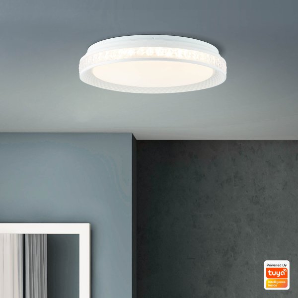 Burlie Ø40 Hvit plafond Fra Brilliant - Burlie er en stilig taklampe med et elegant design.