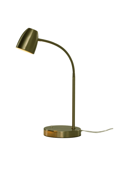 Sandnes 44cm Antikk messing skrivebordslampe Fra Aneta Lighting - Sandnes bordlampe i metall er perfekt som leselampe p&aring; skrivebordet eller ved siden av sengen.