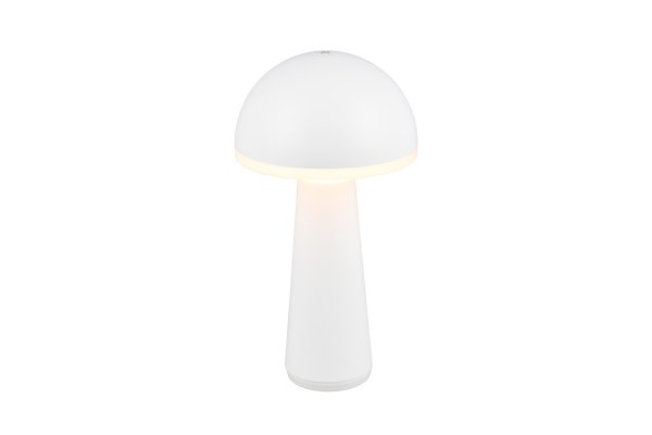 Fungo 30cm Hvit bærbar Fra Trio Lighting - Den bærbare Fungo bordlampen kombinerer moderne design med innovative funksjoner, noe som gjør den til en favoritt blant oppladbare lamper.