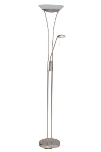 Finn Sølv gulvlampe Fra Brilliant - Lampen sprer et varmt hvitt lys som skaper en koselig følelse, og med den integrerte dimmeren kan lysstyrken justeres trinnløst.