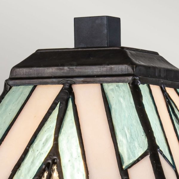 Alderley 35cm Flerfarget Fra Elstead Lighting - Metallkomponentene har en dyp vintage bronsefinish og et klassisk art deco-design som gir et tidløst og elegant utseende.