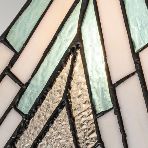 Alderley 35cm Flerfarget Fra Elstead Lighting - Metallkomponentene har en dyp vintage bronsefinish og et klassisk art deco-design som gir et tidløst og elegant utseende.