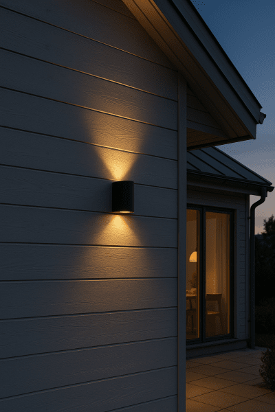 Tor duo Svart utendørslampe Fra Lampan - Lampan lyser fint ner och upp p&aring; v&auml;ggen och skapar en h&auml;rlig atmosf&auml;r.