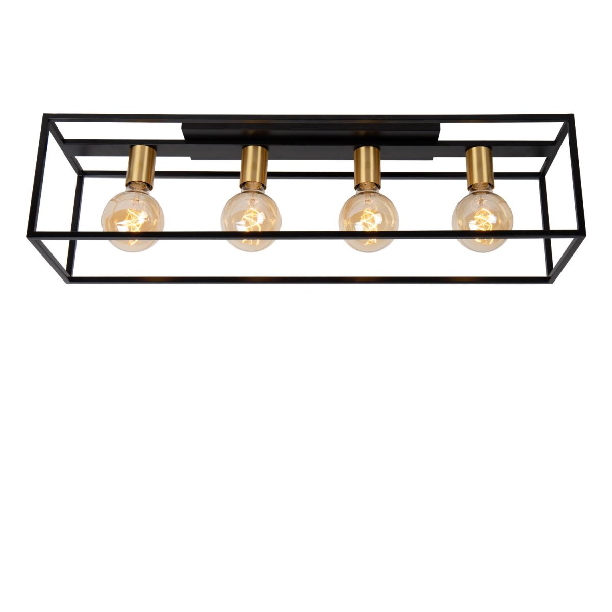 Ruben 80cm Svart plafond Fra Lucide - Den m&auml;ssing fargede armaturen gir en subtil retrofølelse til den koselige atmosfæren som Ruben utstråler.