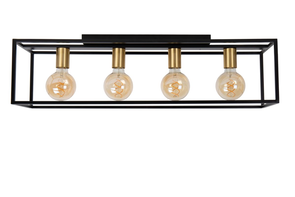 Ruben 80cm Svart plafond Fra Lucide - Den m&auml;ssing fargede armaturen gir en subtil retrofølelse til den koselige atmosfæren som Ruben utstråler.