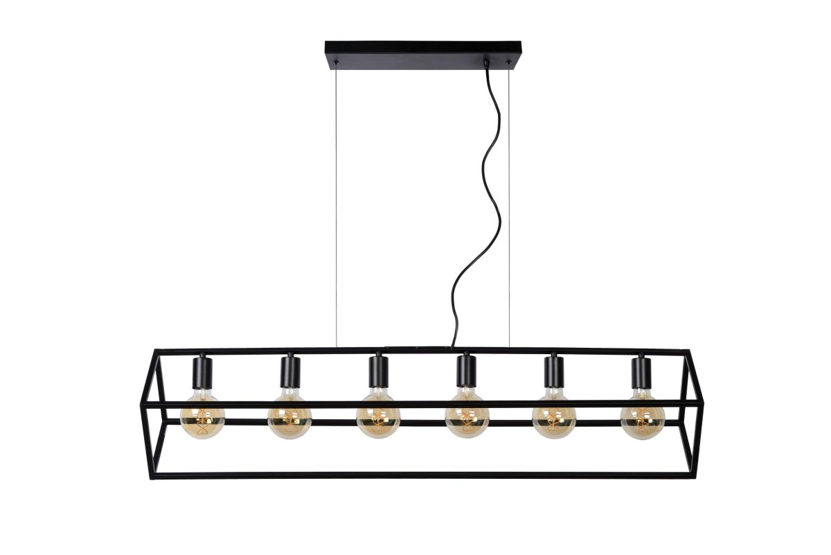 Fabian 120cm Svart Taklampe Fra Lucide - Du kan enkelt justere høyden på pendellampen fra 50 til 161 centimeter, og den kan kobles til en dimmer for å skape den rette stemningen.