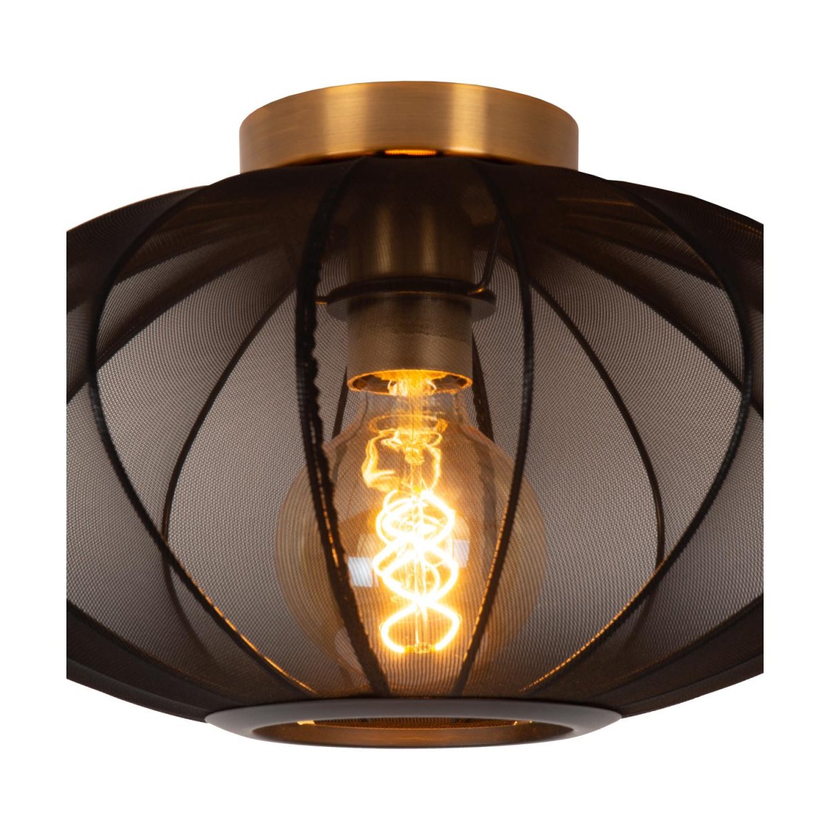Corina Ø40 Svart plafond Fra Lucide - Corina er en elegant taklampe som sprer en myk, varm glød.