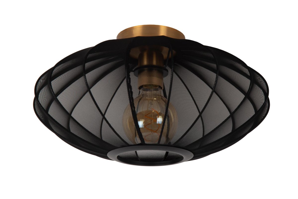 Corina Ø40 Svart plafond Fra Lucide - Corina er en elegant taklampe som sprer en myk, varm glød.