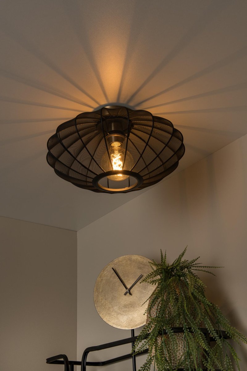 Corina Ø40 Svart plafond Fra Lucide - Corina er en elegant taklampe som sprer en myk, varm glød.