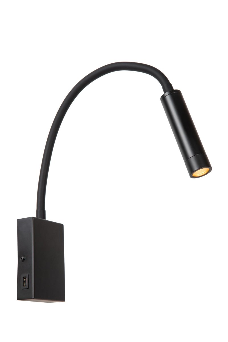 Alec Svart leselampe Fra Lucide - Med sin elegante og langstrakte design er denne vegglampen den perfekte aksenten for nattbordet eller nattbordet ditt.