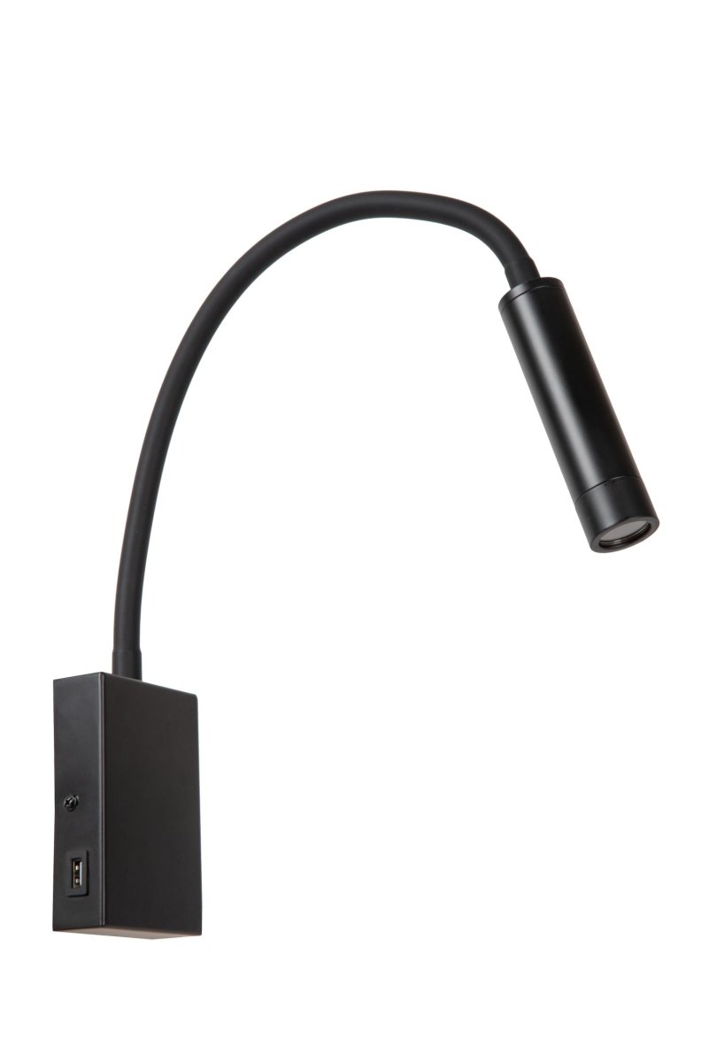 Alec Svart leselampe Fra Lucide - Med sin elegante og langstrakte design er denne vegglampen den perfekte aksenten for nattbordet eller nattbordet ditt.