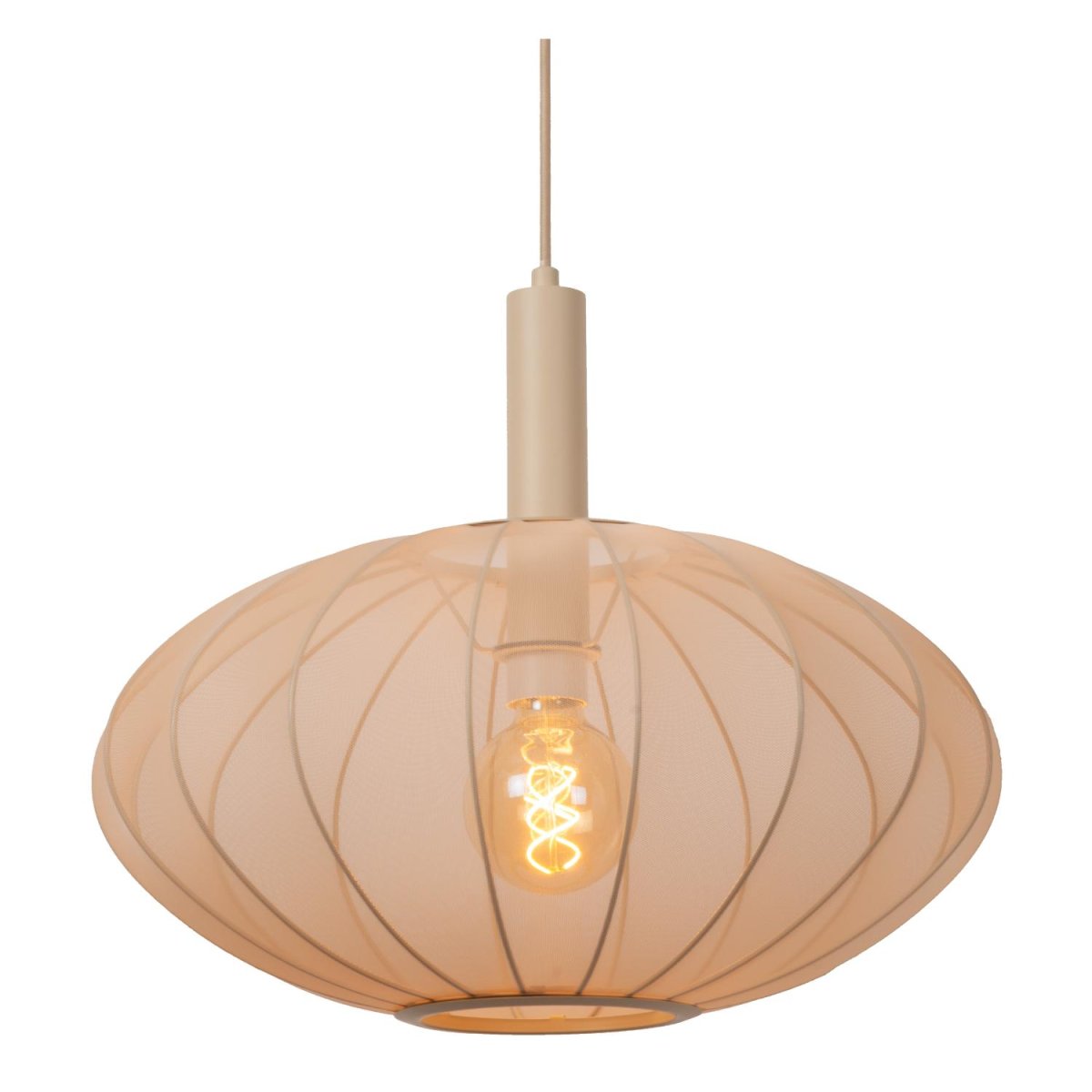 Corina Ø50 Krem Taklampe Fra Lucide - Den justerbare høyden gir fleksibilitet, og ved å koble den til en ekstern dimmer kan du enkelt justere lysstyrken og atmosfæren.