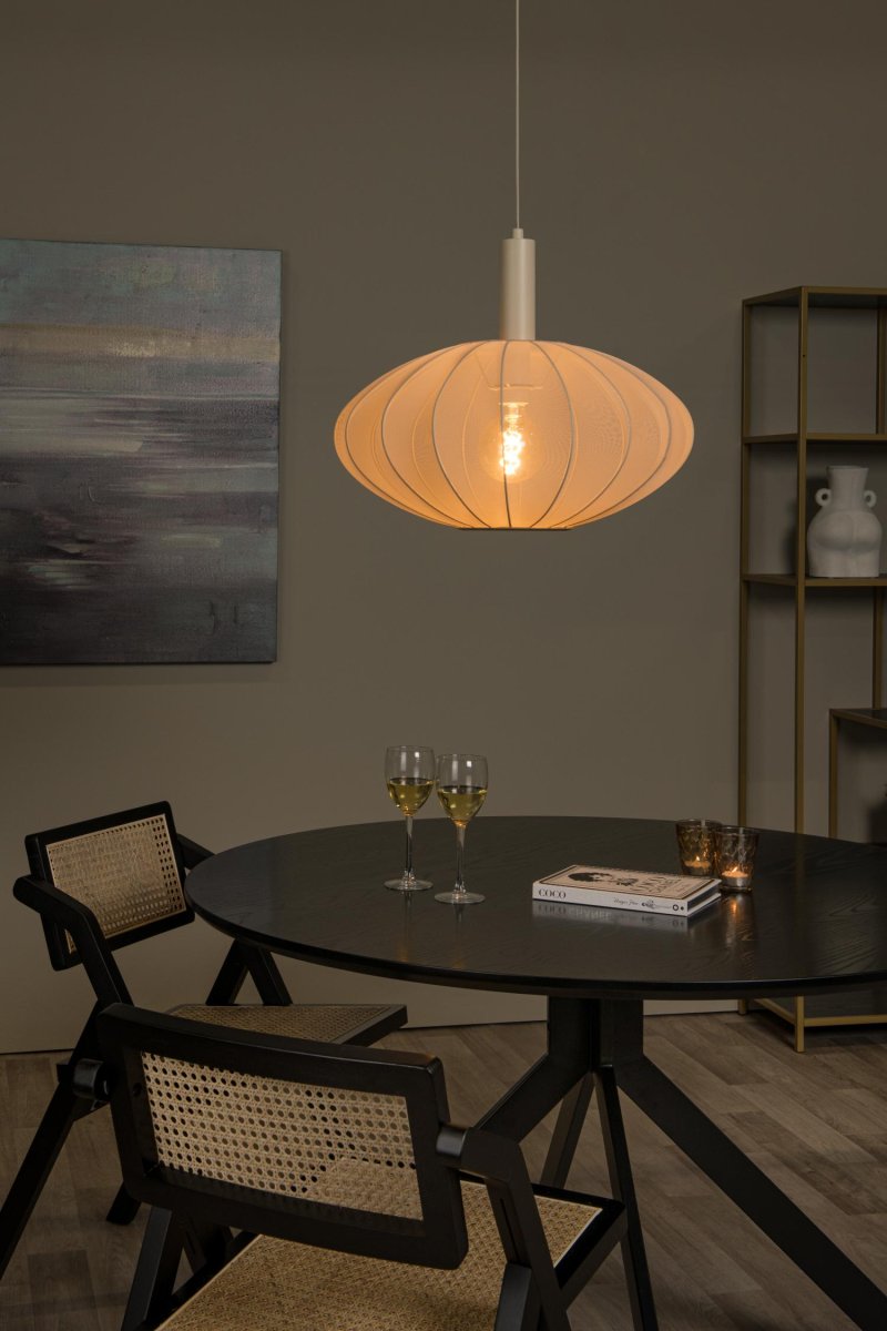 Corina Ø50 Krem Taklampe Fra Lucide - Den justerbare høyden gir fleksibilitet, og ved å koble den til en ekstern dimmer kan du enkelt justere lysstyrken og atmosfæren.